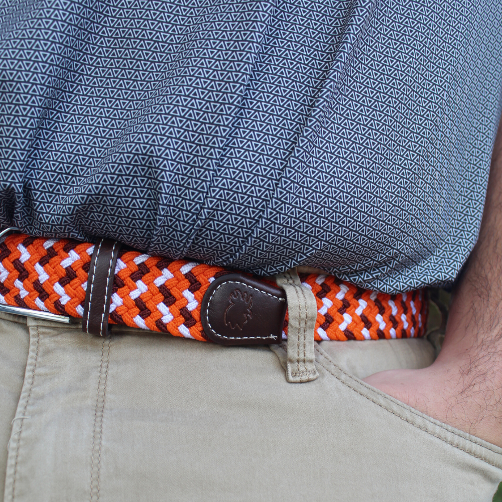The Roanoke Tri-Color Woven Elastic Stretch Golf Belt