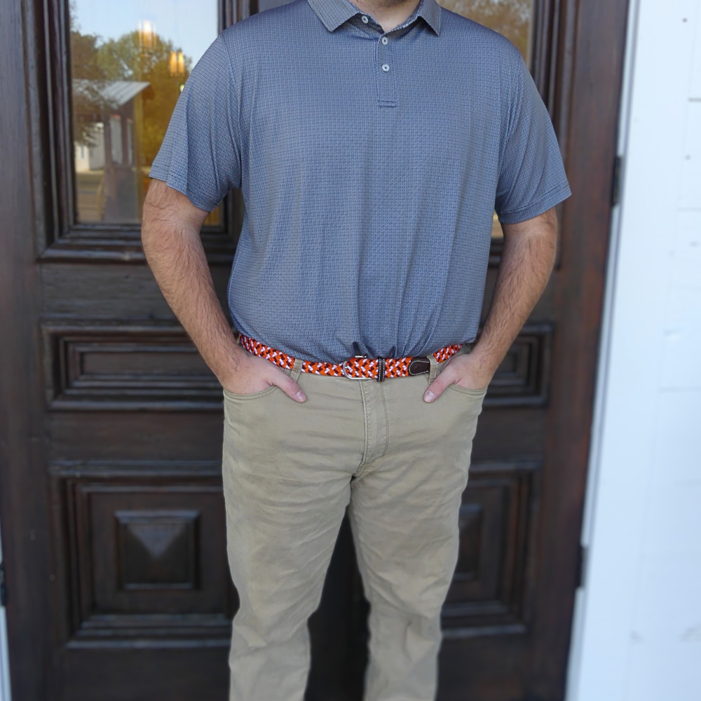 The Roanoke Tri-Color Woven Elastic Stretch Golf Belt