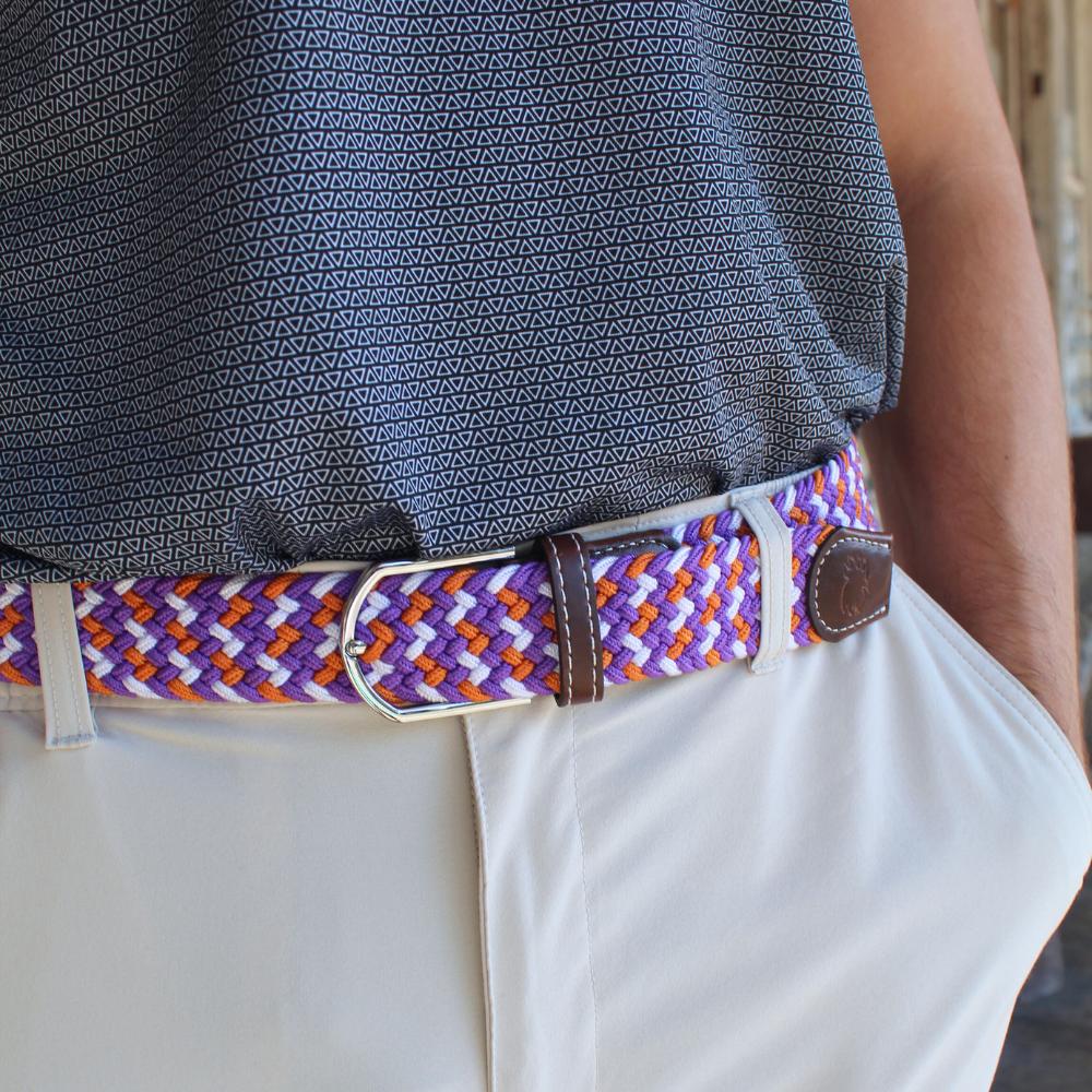 The Hartwell Tri-Color Woven Elastic Stretch Golf Belt
