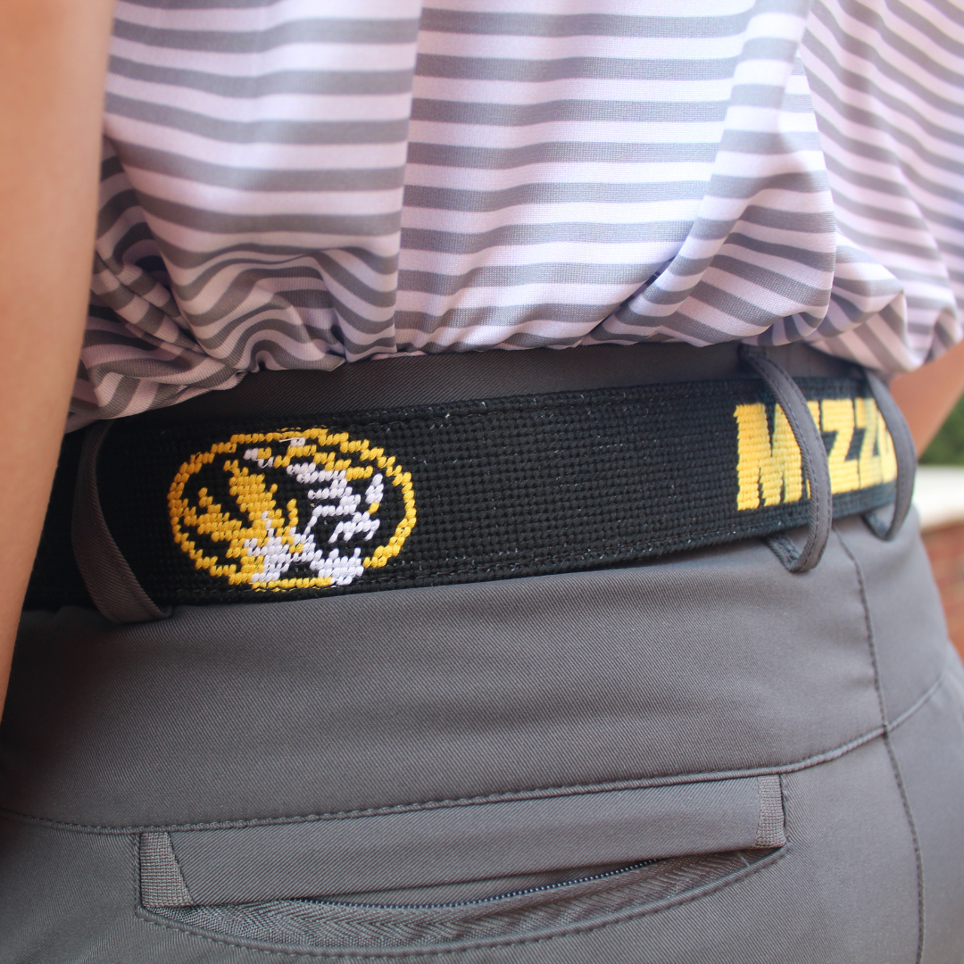 Mizzou Black Needlepoint Belt