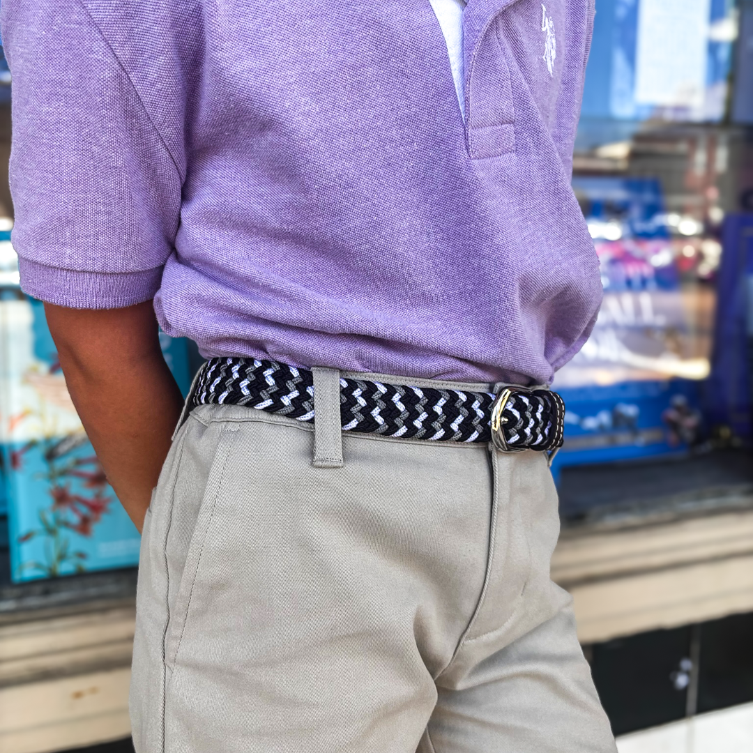 The Lil' Baja Kid's Tri-Color Woven Stretch Golf Belt