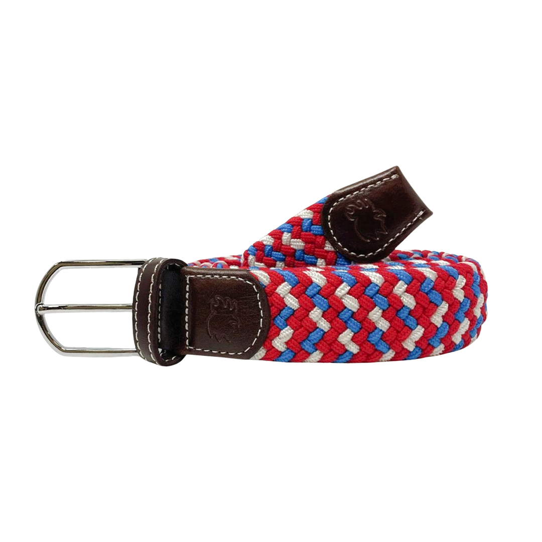 The Natchez Tri-Color Woven Elastic Stretch Golf Belt