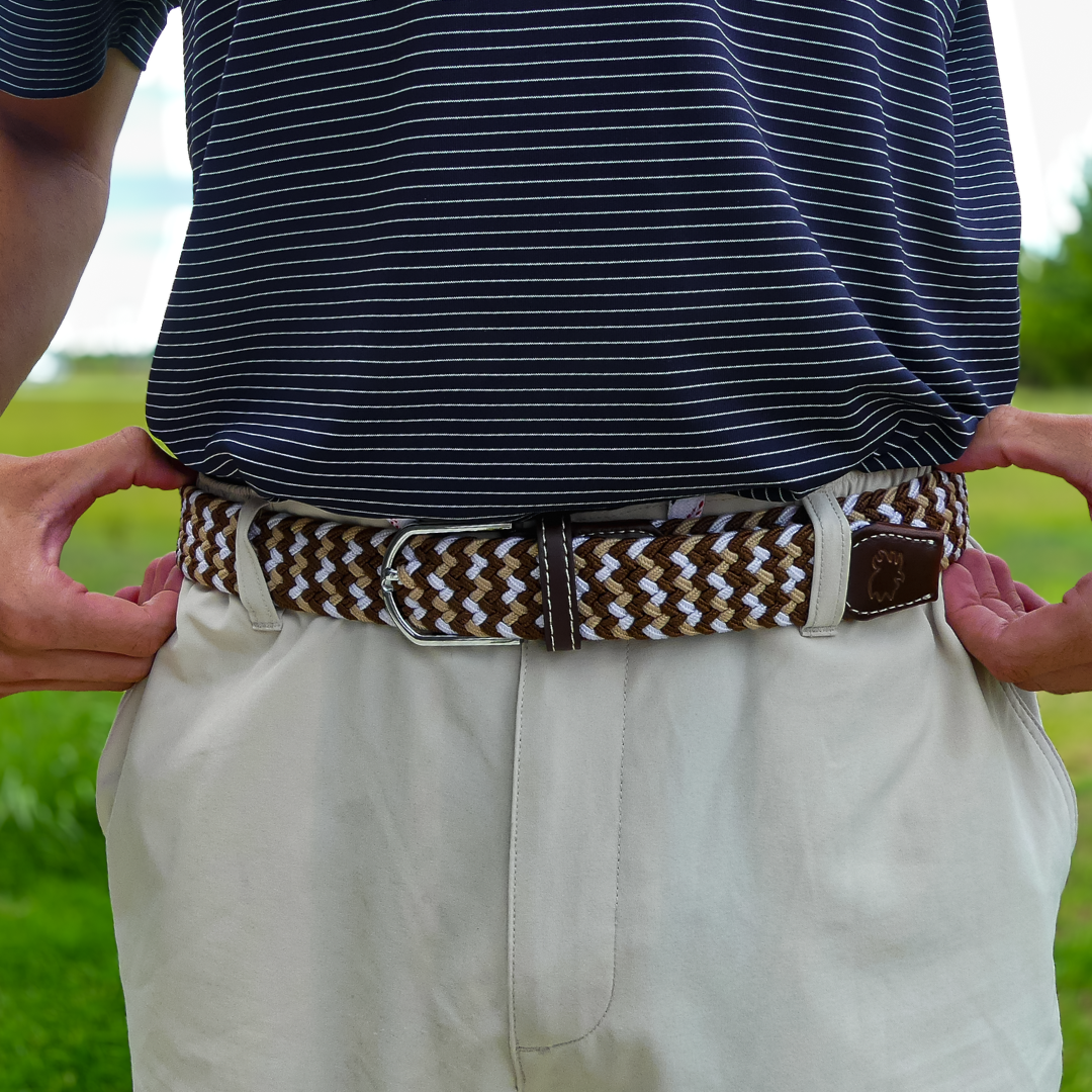 The Marfa Tri-Color Woven Stretch Golf Belt