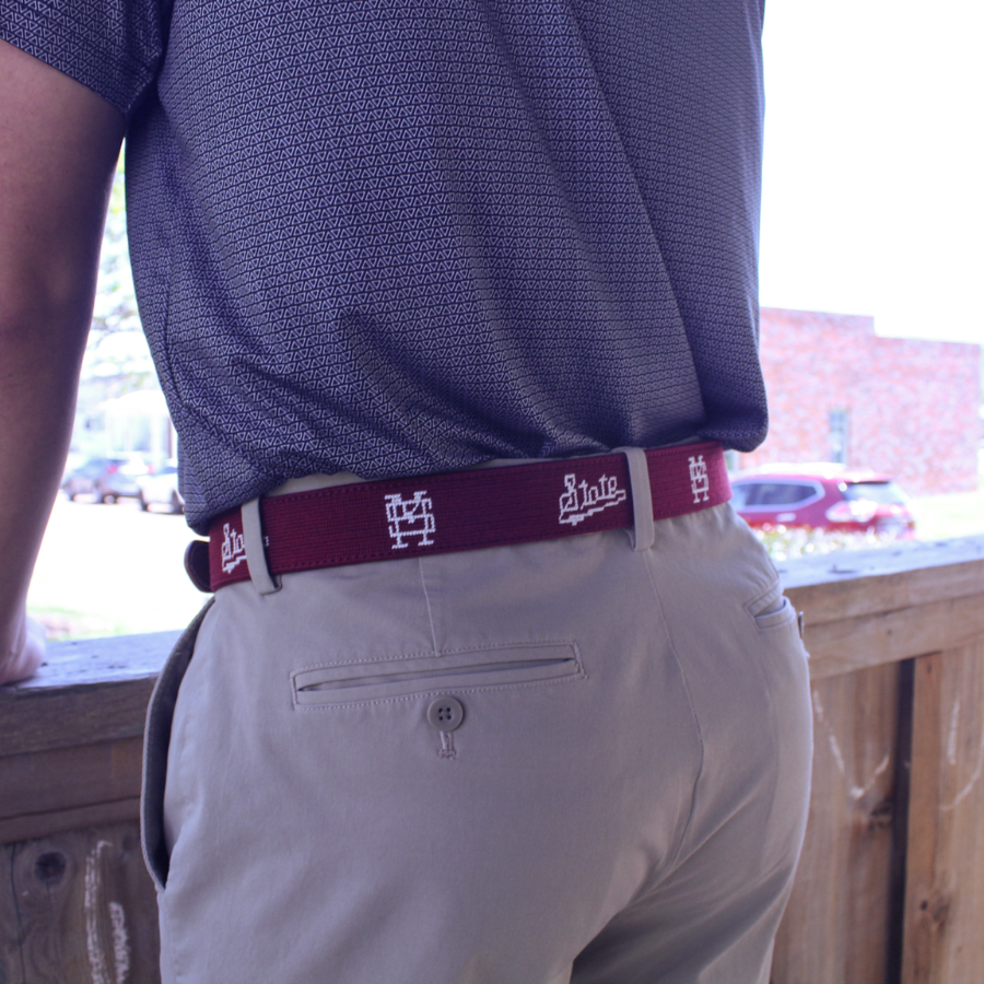 Mississippi State University Maroon Needlepoint