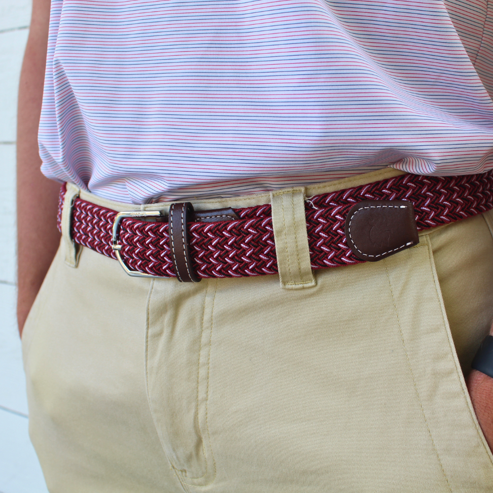 The Beaufort Tri-Color Woven Stretch Golf Belt