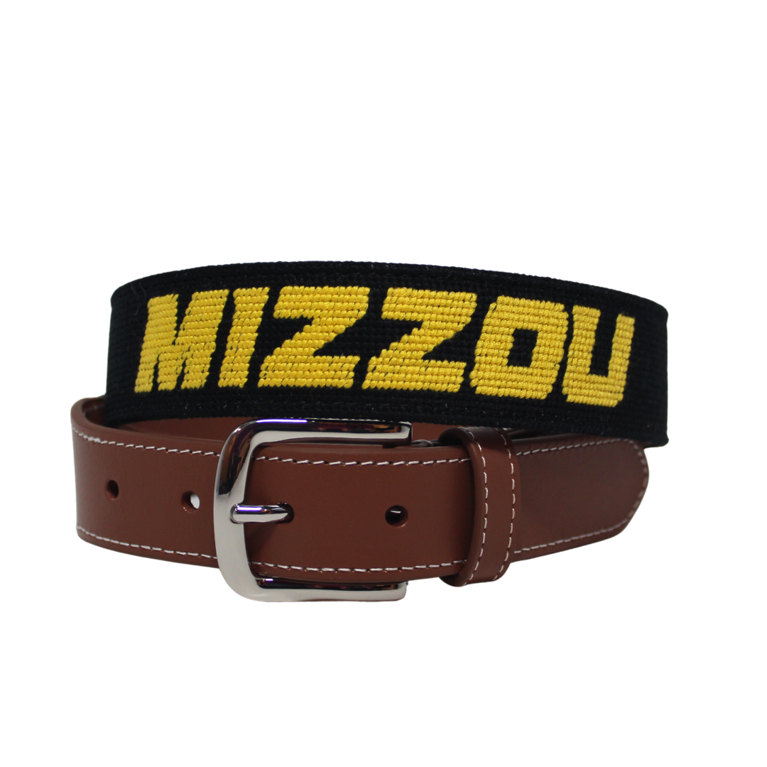 Mizzou Black Needlepoint Belt