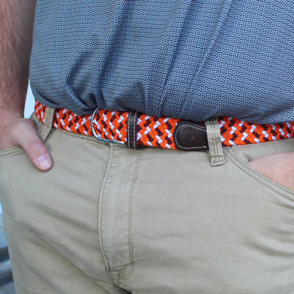 The Roanoke Tri-Color Woven Elastic Stretch Golf Belt