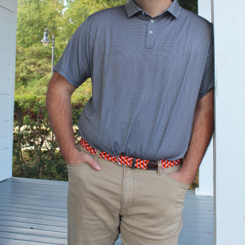The Roanoke Tri-Color Woven Elastic Stretch Golf Belt