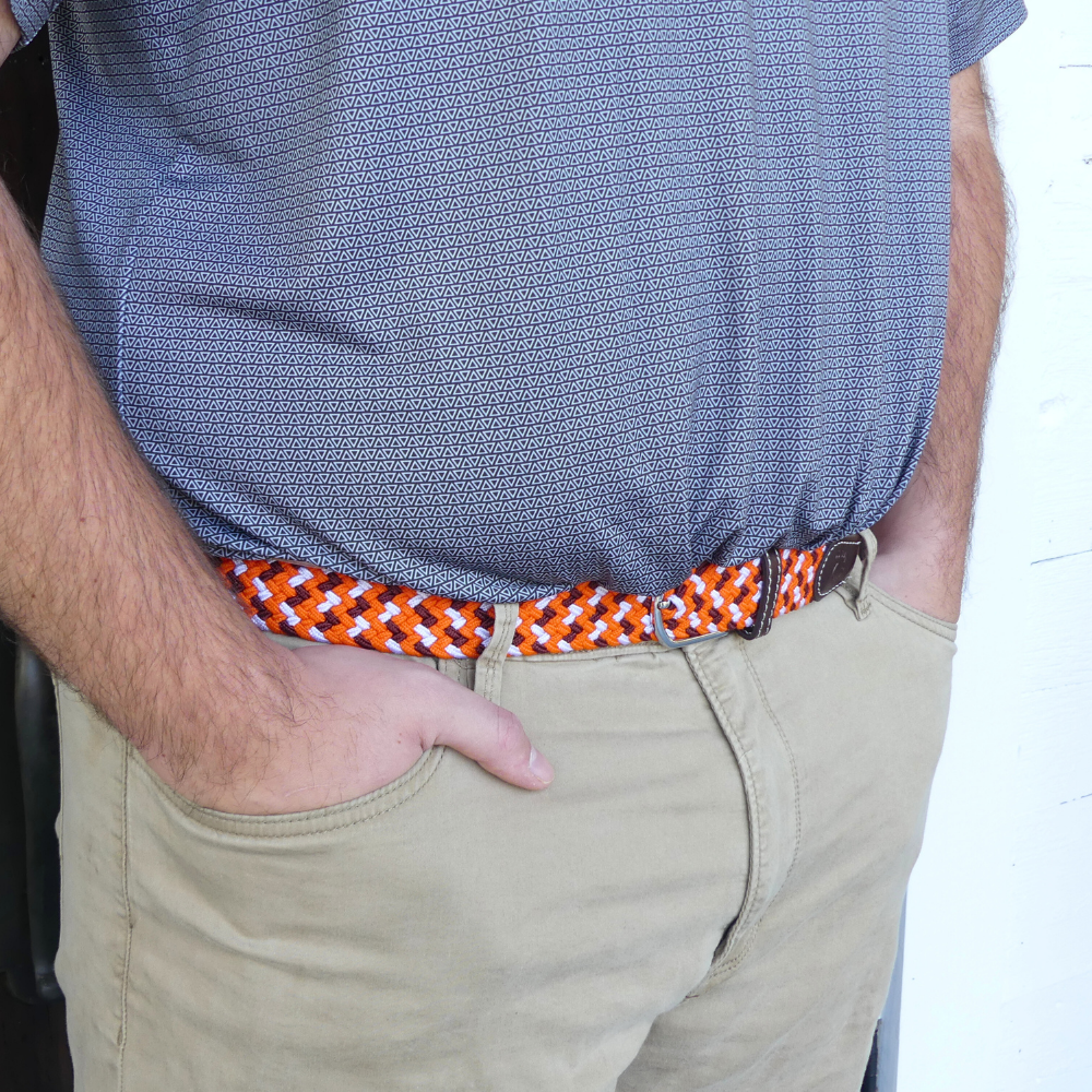 The Roanoke Tri-Color Woven Elastic Stretch Golf Belt