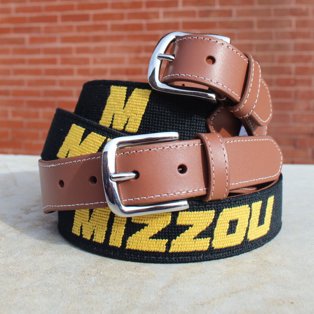 Mizzou Black Needlepoint Belt