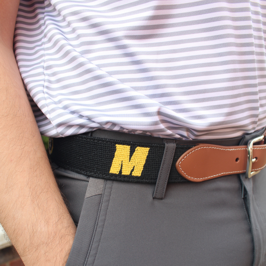 Mizzou Black Needlepoint Belt