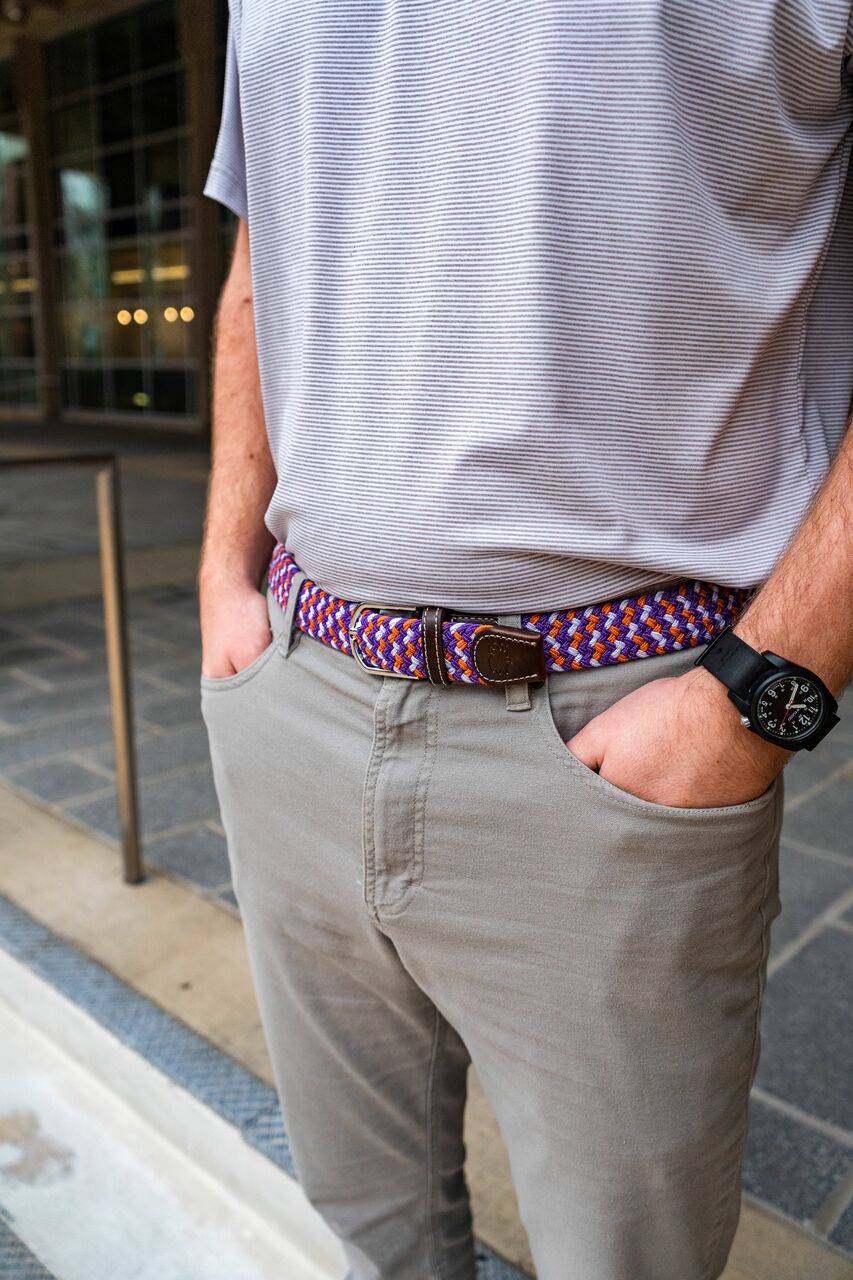 The Hartwell Tri-Color Woven Elastic Stretch Golf Belt