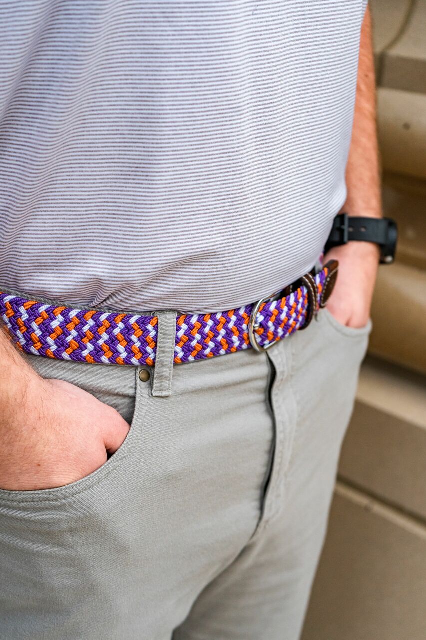 The Hartwell Tri-Color Woven Elastic Stretch Golf Belt