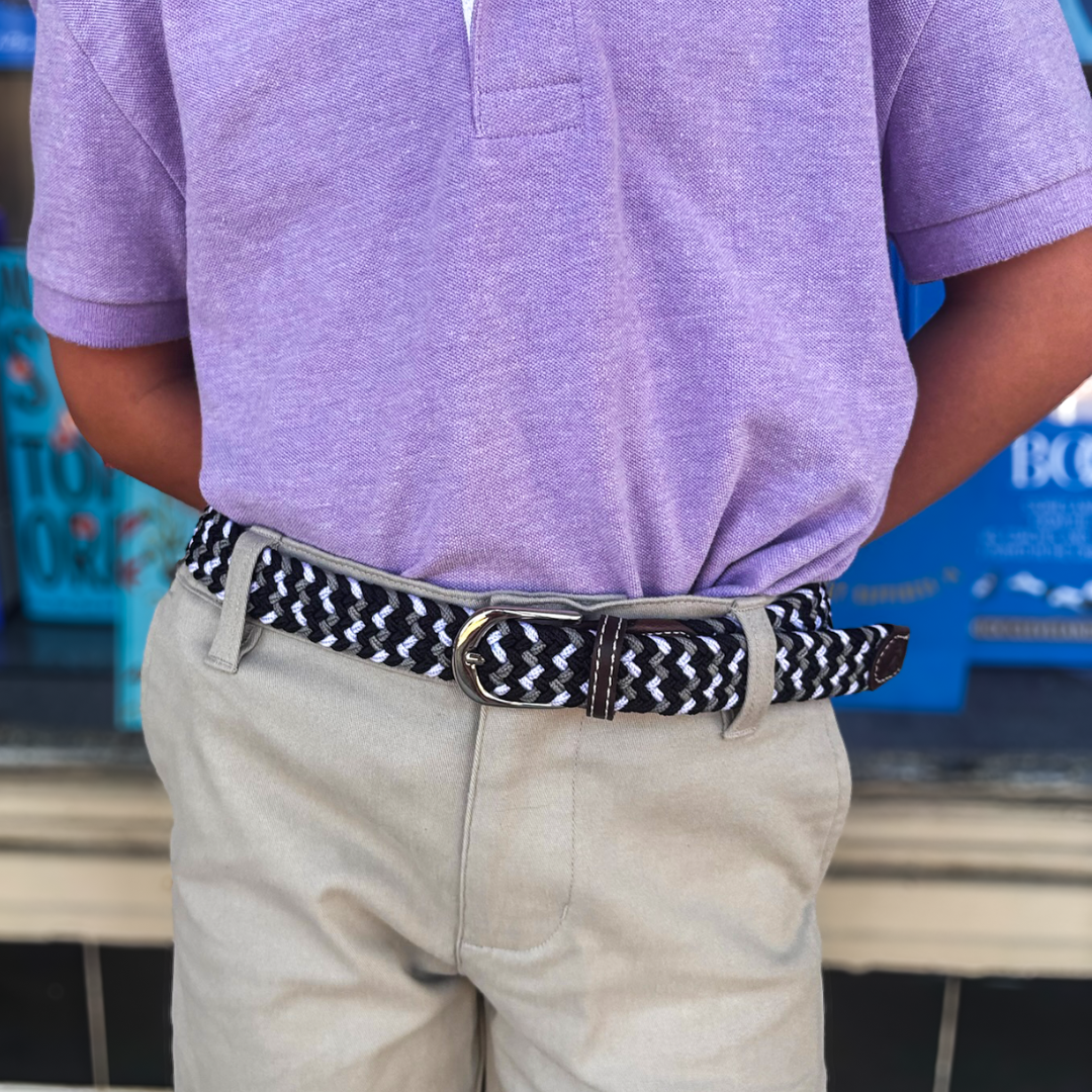 The Lil' Baja Kid's Tri-Color Woven Stretch Golf Belt