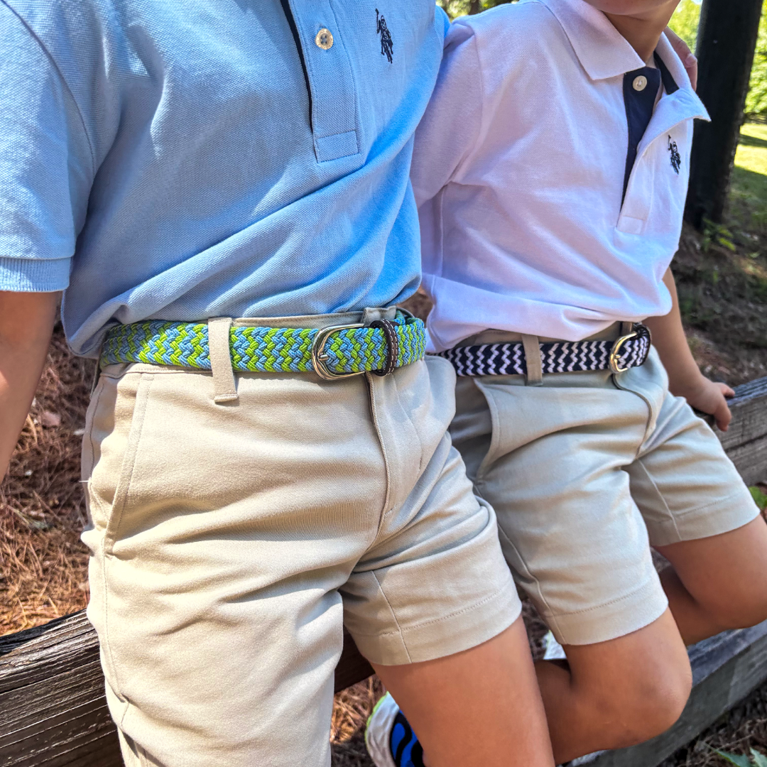 The Lil' Bermuda Kid's Herringbone Woven Stretch Belt- 15% OFF SALE