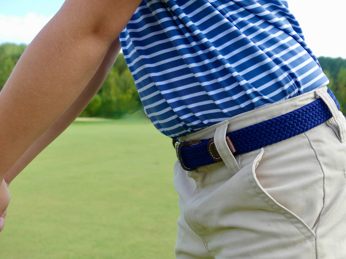 The Lil' Pebble Beach Kid's Herringbone Woven Stretch Golf Belt