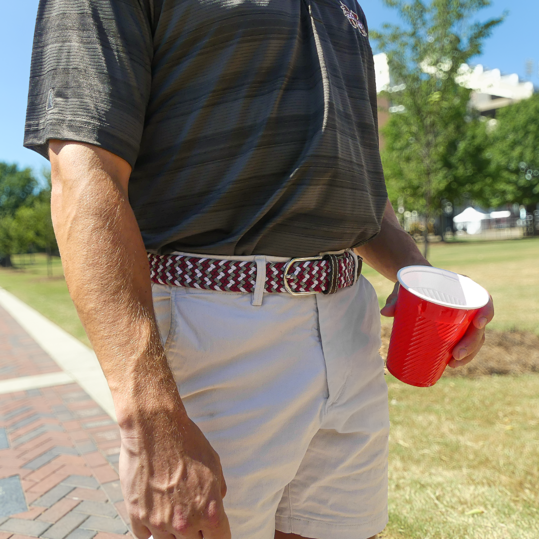 The Santa Fe Two Toned Woven Elastic Stretch Golf Belt